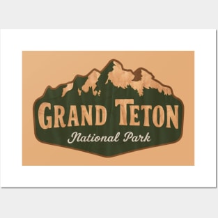 Retro Emblem Grand Teton National Park Posters and Art